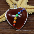 Oil Drip 31x35mm Natural Heart Agate Quartz Pendant Necklace